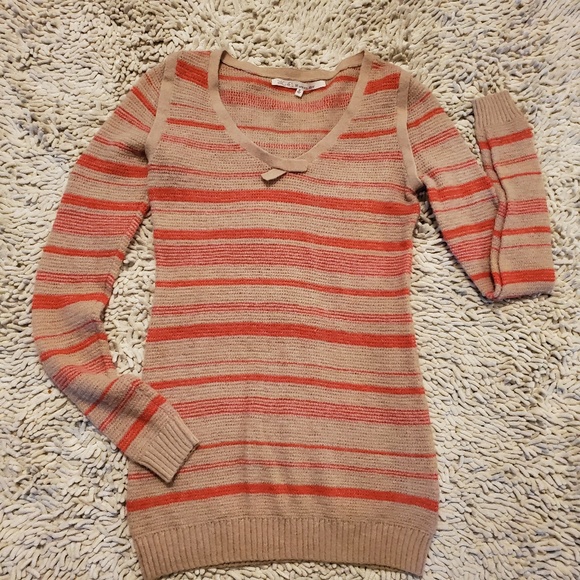 RACHEL ROY  Beige Red Striped Long Sleeve Sweater - Picture 3 of 5